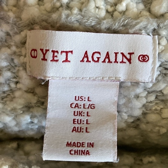 Yet Again Light Gray Popcorn Knit Scoop Neck Pullover Sweater Size Large - Picture 5 of 6